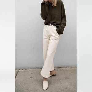 Oak + Fort Minimalist White Jeans J010